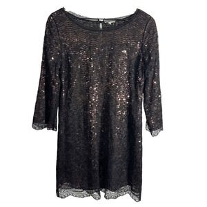 joie black sequin dress Joie Itara Sequin Black Mini Dress Women's Size Small